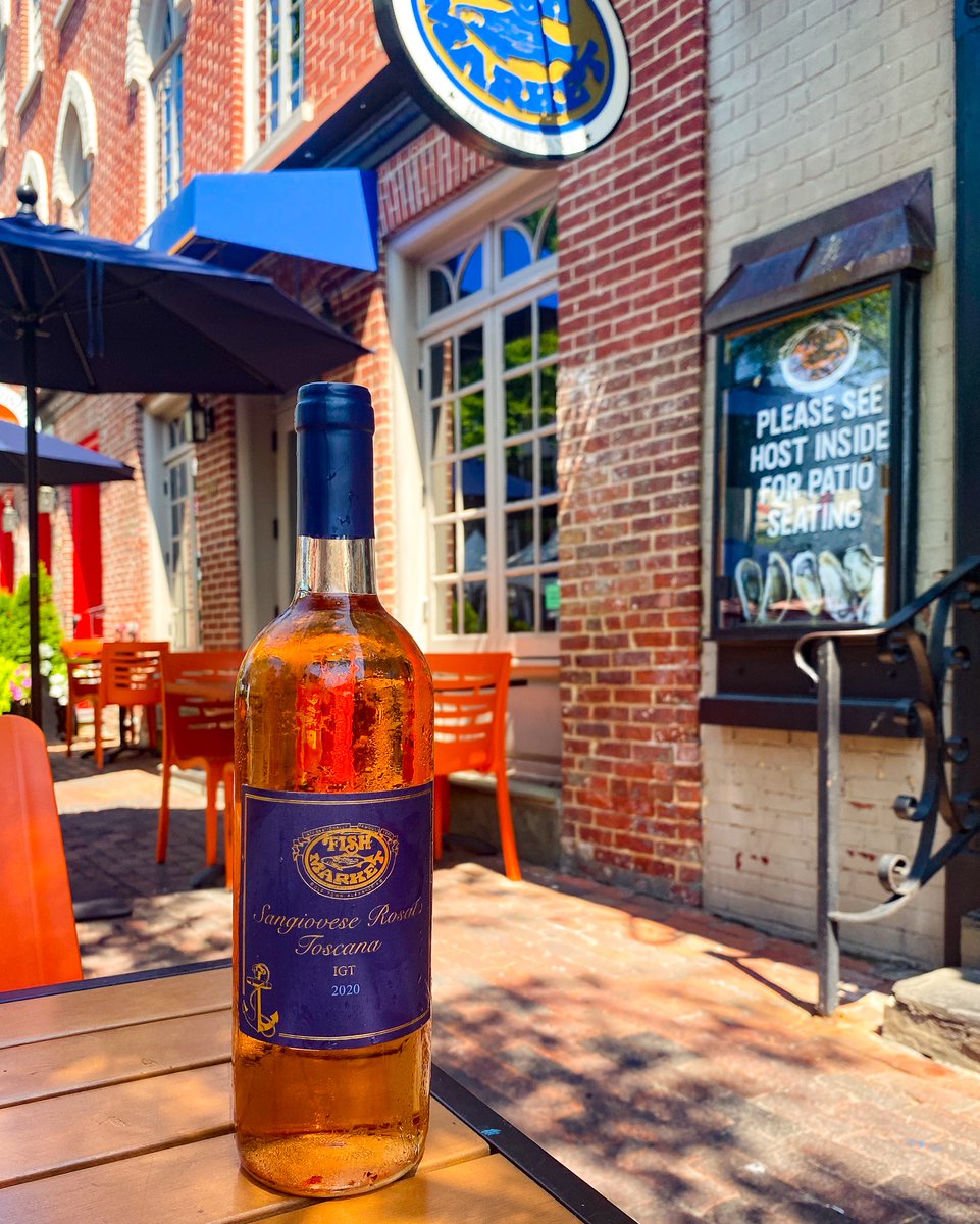 ~Sip back~ and unwind with a glass of our Fish Market Sangiovese Rosato! 🥂 #winetime #delivery #supportlocalbusiness #visitalx #seafood #patiodining #fishmarket #ubereats #nomnom #grubhub