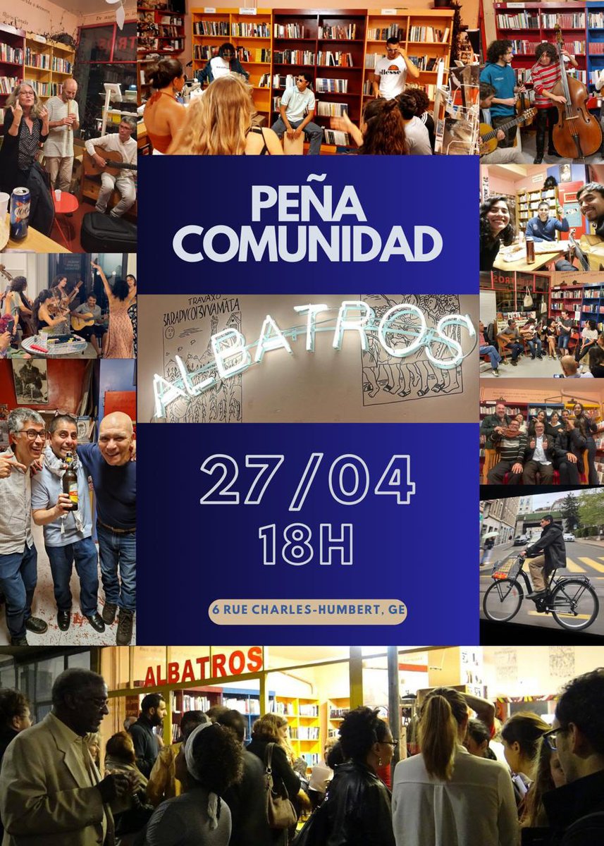 Sábado 27 de abril 18h00 Peña en Albatros!
Tod@s pueden participar!!
Entrada: La compra de un libro