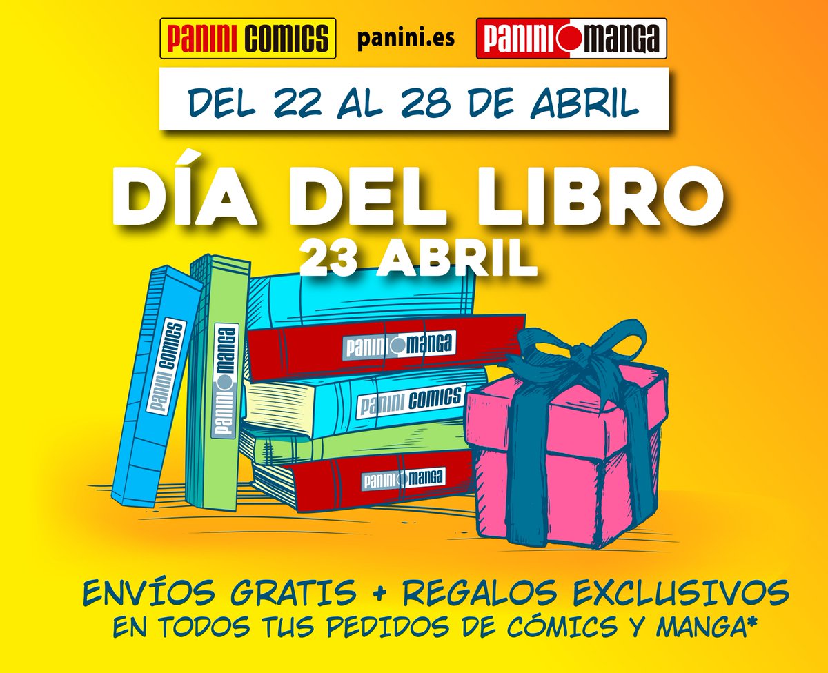 📚 Toda esta semana tendremos activa una promo por el #DiaDelLibro >> panini.es/shp_esp_es/dia… • Envíos gratis. • 5% de descuento. • Regalos en todos los pedidos. Y todos los eBook a 1,99€: >> panini.es/shp_esp_es/ebo… #SantJordi #PaniniComics #PaniniManga @PaniniComicsEsp