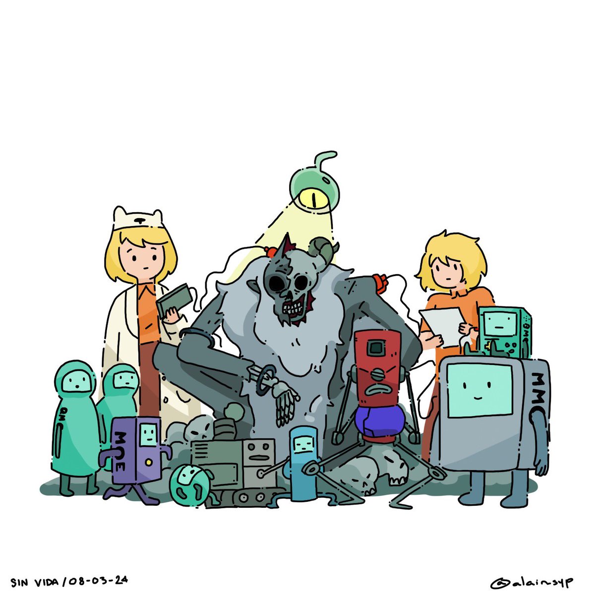 #adventuretime #horadeaventura #Fionaandcake #lich #golb #finnthehuman #jakethedog #finnelhumano #jakeelperro #minerbabot #finsmom #chiclebot #bmo #moe #alain_syp