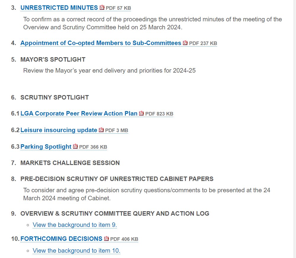 Unfortunately the Mayor isn't now able to attend tonight's O&S. However, we will still be looking at the Action Plan drawn up following last year's critical LGA Peer Review, the in-sourcing of Leisure Services + new Parking Enforcement rules. Watch online: towerhamlets.public-i.tv/core/portal/we…