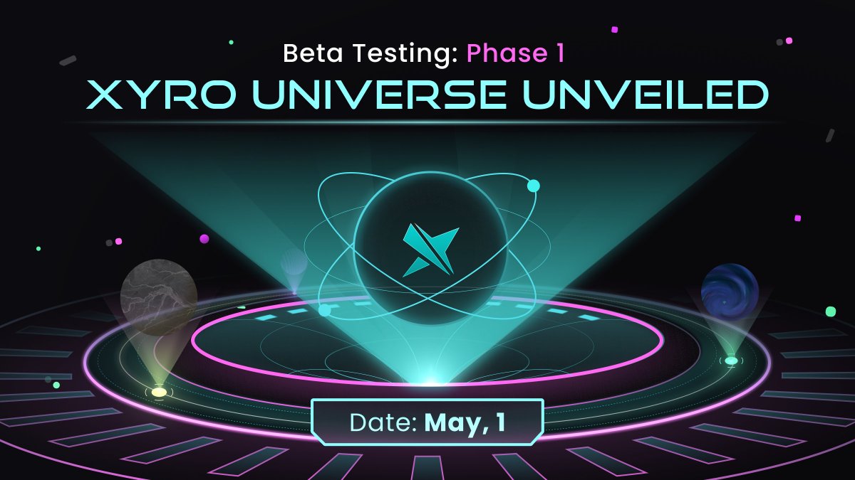 xyro_io's tweet photo. Beta Testing Launches May 1st! ⚡️

A huge milestone for us & lots of activities for you!

• Updated Game Modes
• Earn More Points with Rewards System
• Join the Competitive Airdrop & Climb the Leaderboard

Secure your spot - mint a Whitelist NFT at https://t.co/t5aUX8CMMH 🔮
