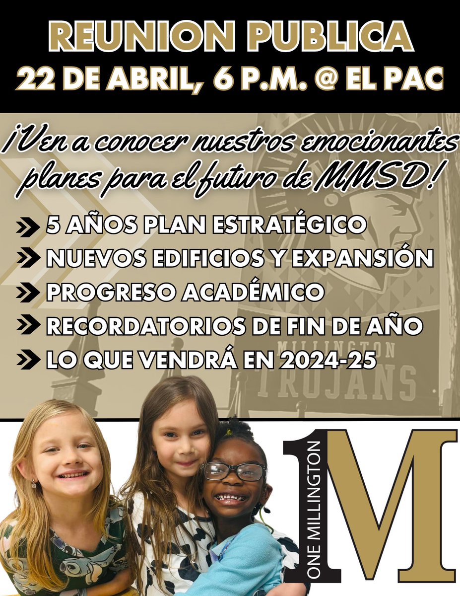 Don't forget- Spring Town Hall Meeting is TONIGHT at 6pm at the PAC. We look forward to seeing you tonight! #OneMillington