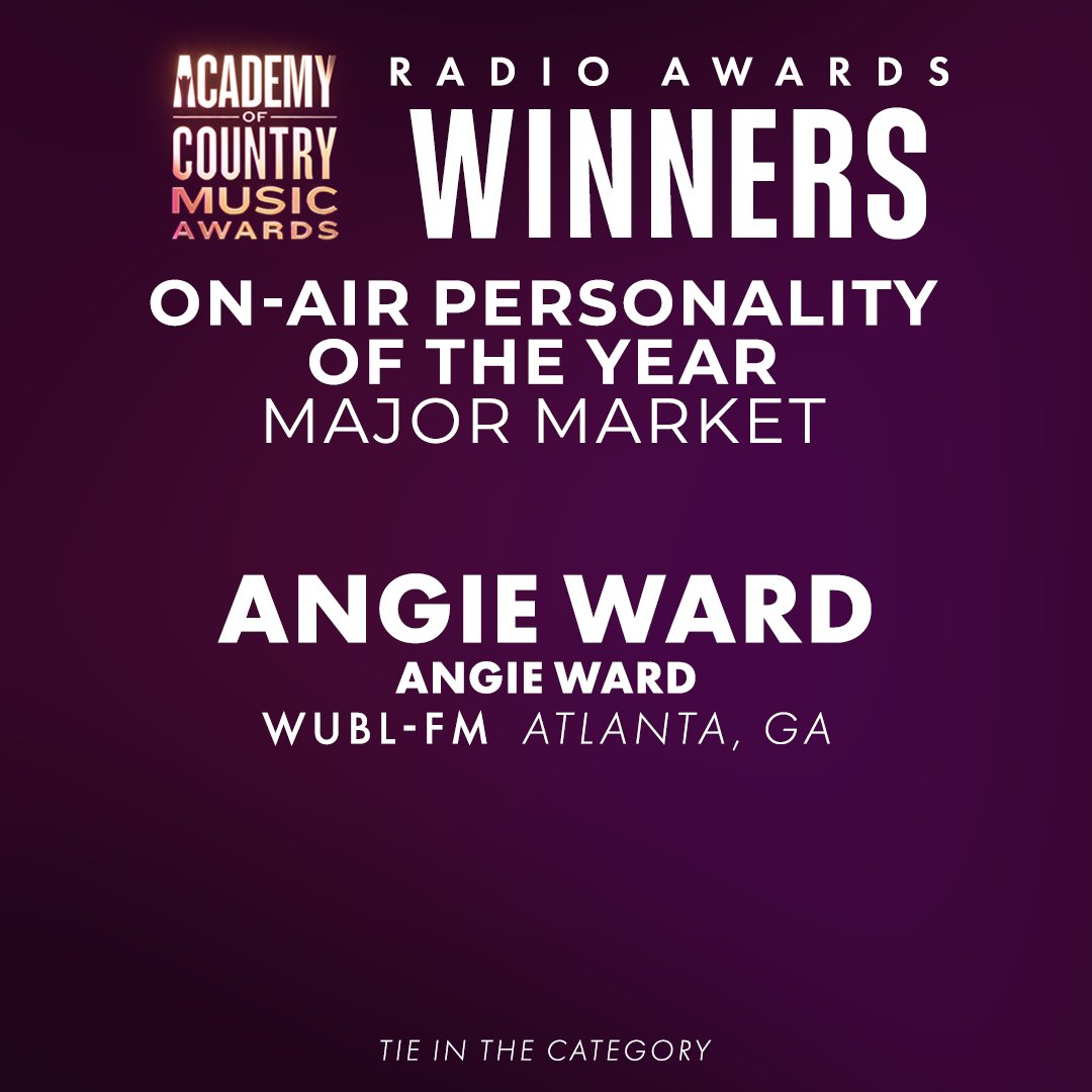 The ACM Radio Award for On-Air Personality of the Year - Major Market goes to... 📻 @AngieWardonline Congratulations! #ACMawards