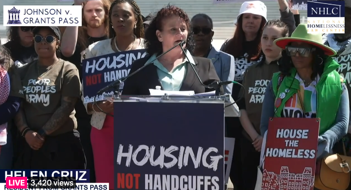 'Nobody should be subject to fear and punishment because they don't have a home. Affordable housing is the only solution to the crisis that has plagued our nation.' - Helen Cruz #JohnsonVGrantsPass