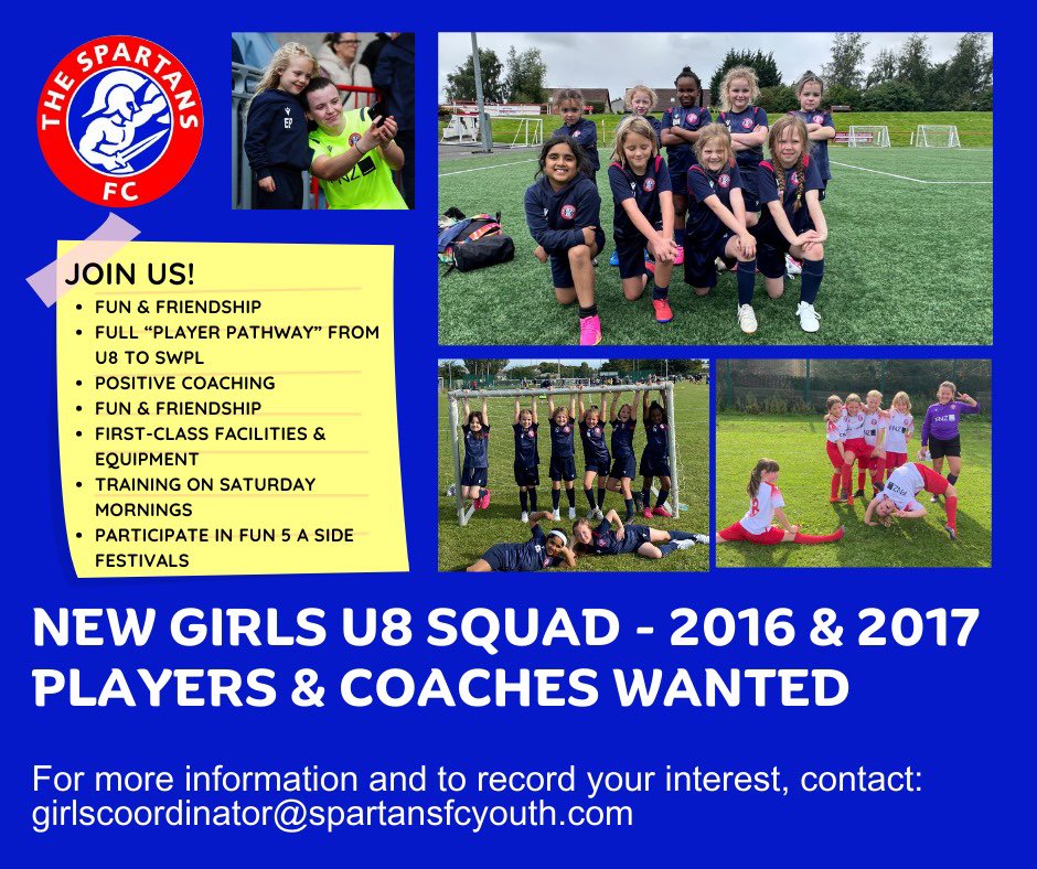 We are currently recruiting for our 𝘂𝗻𝗱𝗲𝗿 𝟴𝘀 squad with info provided below👇🏼 Suitable for girls born 𝟮𝟬𝟭𝟲 & 𝟮𝟬𝟭𝟳 🥅