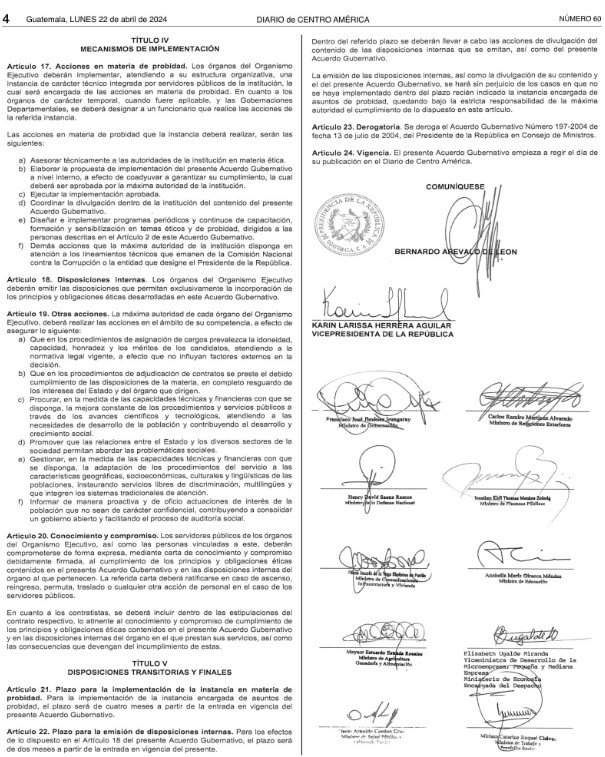 Publicación en el @diariodecentroamerica Acuerdo Gubernativo Número 62-2024.