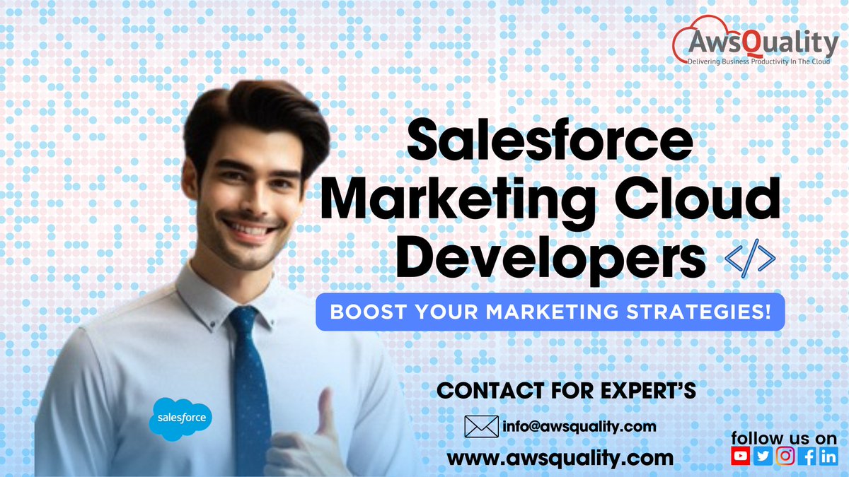 Read- awsquality.com/alesforce-mark… Expert Salesforce Marketing Cloud Developers to Boost Your Marketing Strategies! Let's optimize your marketing campaigns together! 🌐 awsquality.com #sales #marketing #developers #productivity #Salesforce #MarketingCloud