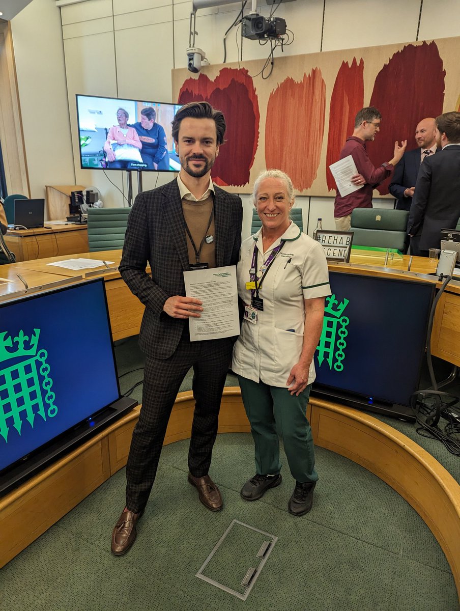 Here's Joe, our Policy and Public Affairs Lead for England, with member Katie. They were in Westminster today with other Community Rehab Alliance partners speaking with MPs about the #RehabLegends campaign. More info at petitionforrehab.com