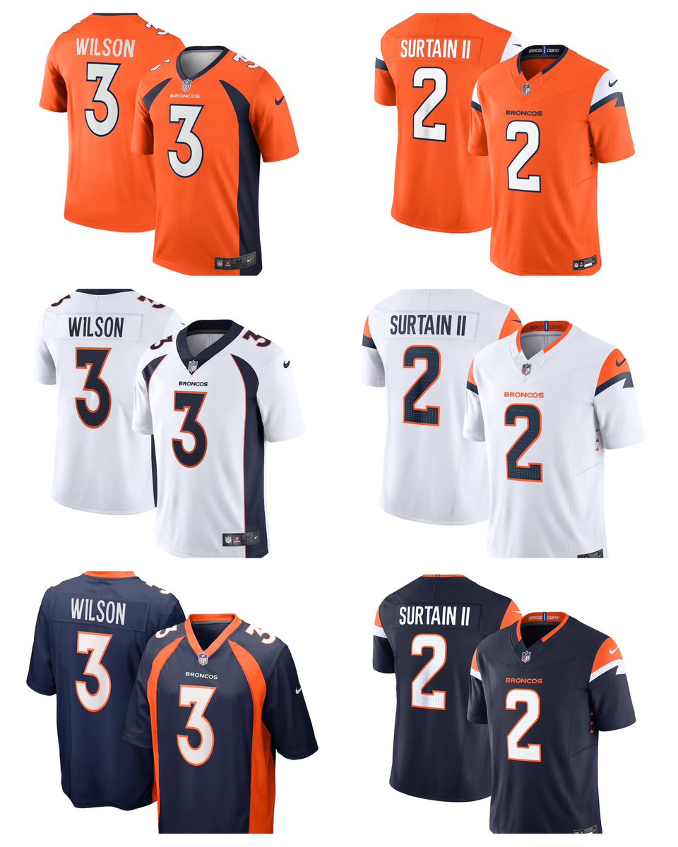 fashion_nfl's tweet photo. Comparing the old and new Broncos jerseys. https://t.co/He2msH7AQv