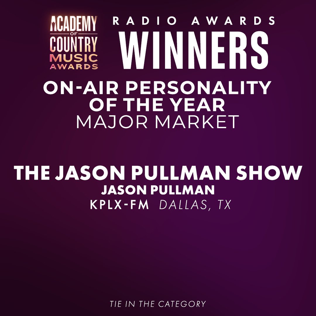 The ACM Radio Award for On-Air Personality of the Year - Major Market goes to... 📻 @JasonPullman Congratulations! #ACMawards