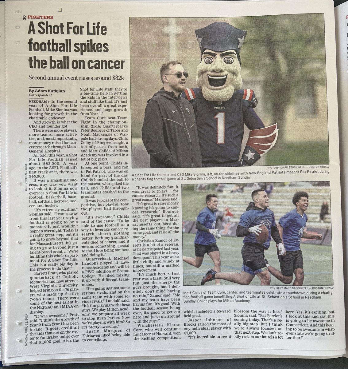 Thank you so much to the Boston Herald for your coverage of the A Shot For Life Bowl yesterday! It was a great year of growth for this ASFL department, jumping from $45,000 raised to $82,000 raised for the @MGHCancerCenter! @BostonHeraldHS @AdamKurkjian bostonherald.com/2024/04/21/a-s…