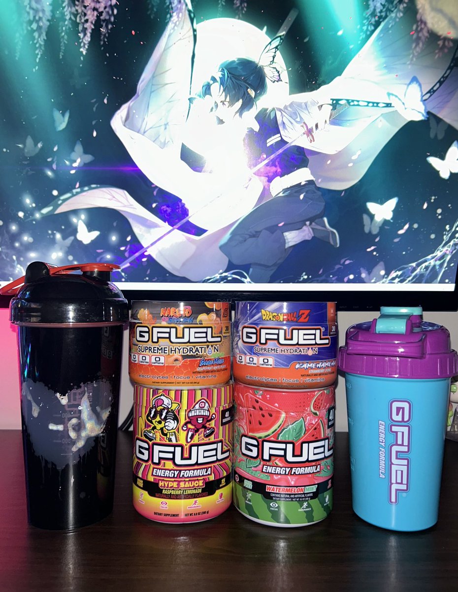 shoutout to @GFuelEnergy for the recent care packages, always staying fueled during the late night streams!

the new sour flavors are so good, you can get sour grape “pixel potion” & sour fruit punch using code EMIP for 20% off 🍇 #GFuel #GFuelsour