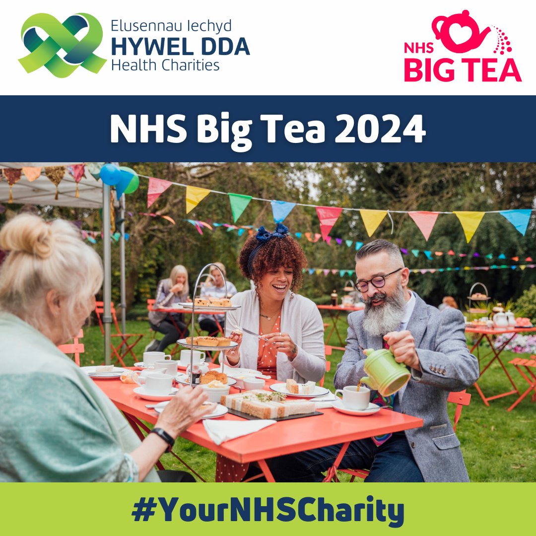 Did you know it’s the NHS’s 76th birthday on 5th July? 🎂

Why not give thanks to all the incredible #NHS staff by hosting an #NHSBigTea party? 😃

For more ideas and information on the #NHSBigTea, email us @ fundraising.hyweldda@wales.nhs.uk 📧