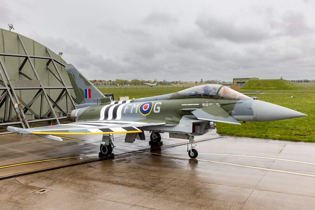 Have you seen the new livery for this year's @RAFTyphoonTeam? The aircraft has been designed to commemorate and celebrate the 80th Anniversary of Op Overlord. You will be able to see her at the @cosfordairshow on Sunday 9 June.