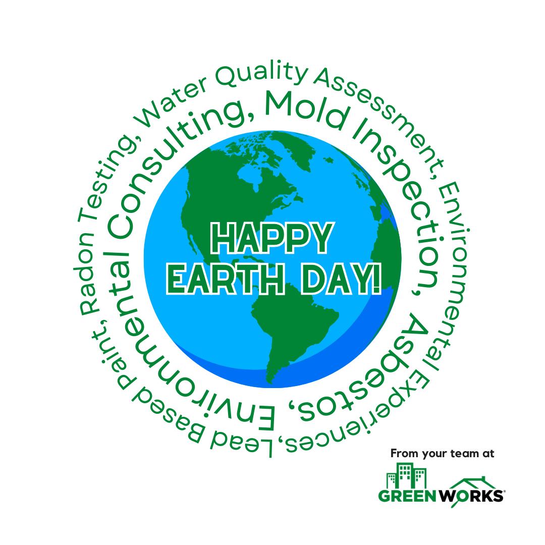 Happy Earth Day from GreenWorks! We want to highlight our environmental services, ranging from mold, radon and lead testing to asbestos consulting, GreenWorks has you covered 📷

#GreenWorks #EarthDay #Environment #EnvironmentalServices #GreenWorksInspections