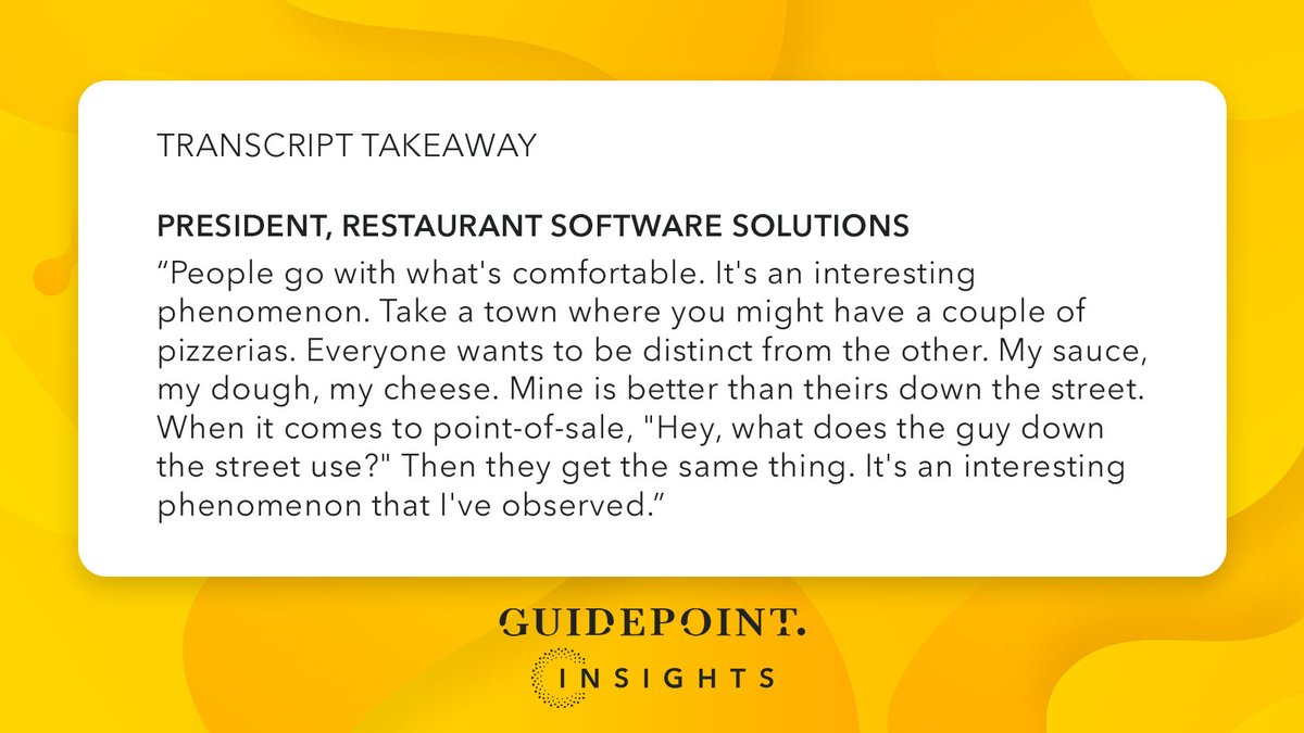 Guidepoint's tweet photo. What are the main differentiating factors that drive a restaurant's decision to select a #pointofsalesystem? The President of Restaurant Software Solutions discusses the competitive landscape: https://t.co/IiXy0SmlCp https://t.co/32cYfpgfqO