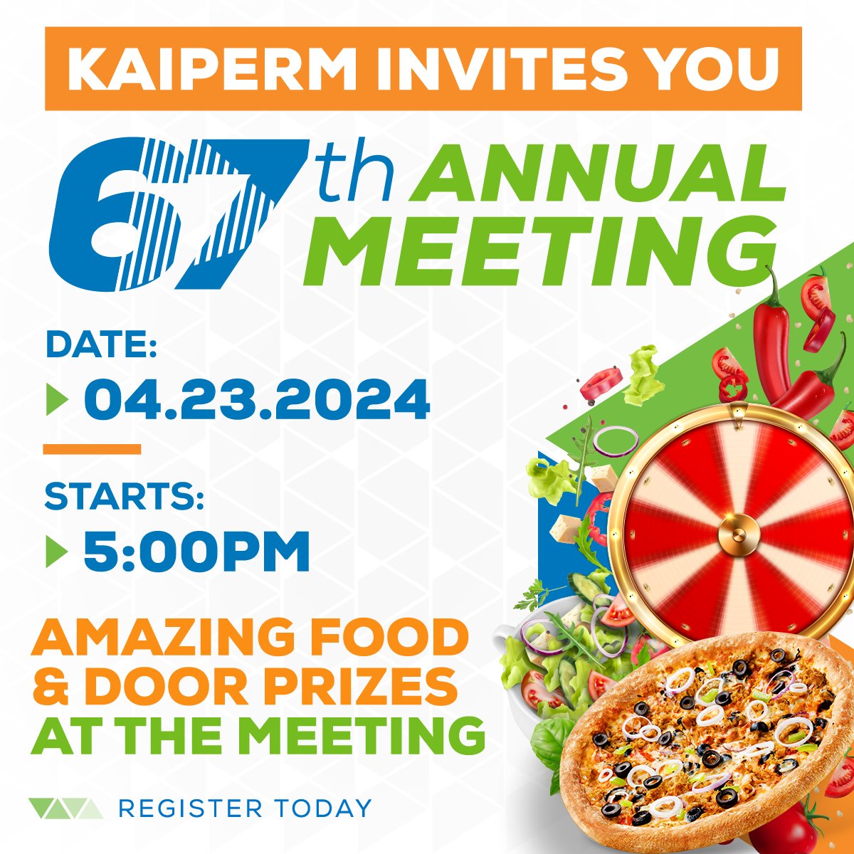 @KaipermFCU's 67th #AnnualMeeting is tomorrow evening at our Main Headquarters in #WalnutCreekCA - we’ll be serving up delectable food, and members will get the chance to walk away with some amazing door prizes! 
➡️ Register: bit.ly/3v2BNyM