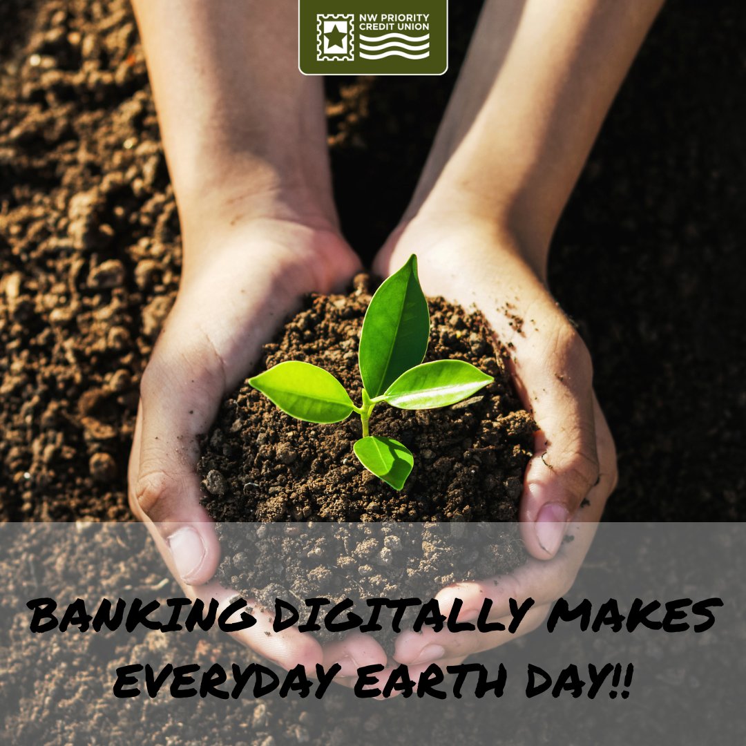 This Earth Day, embrace digital banking. Using Zelle®, Online Banking, Online Bill Pay, and Mobile Banking helps reduce paper waste and minimizes trips to the branch. This has a positive impact on our planet. Join us in making every day Earth Day.

#nwpcu #credituion #earthday