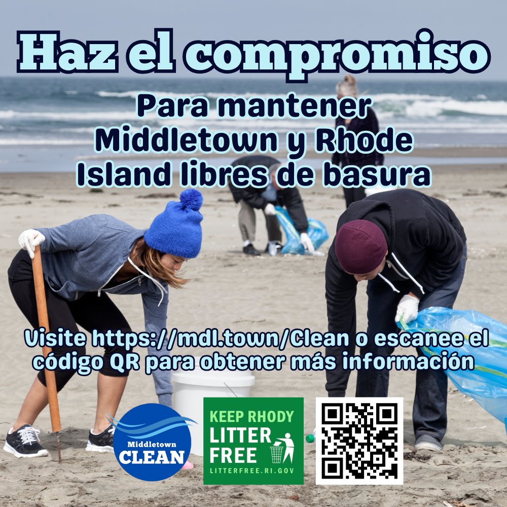 #MiddletownRI is supporting a campaign from Gov. Dan McKee to keep our community and Rhode Island litter free. To take the pledge, visit mdl.town/Clean online. It only takes a minute and can make a lifetime of difference.