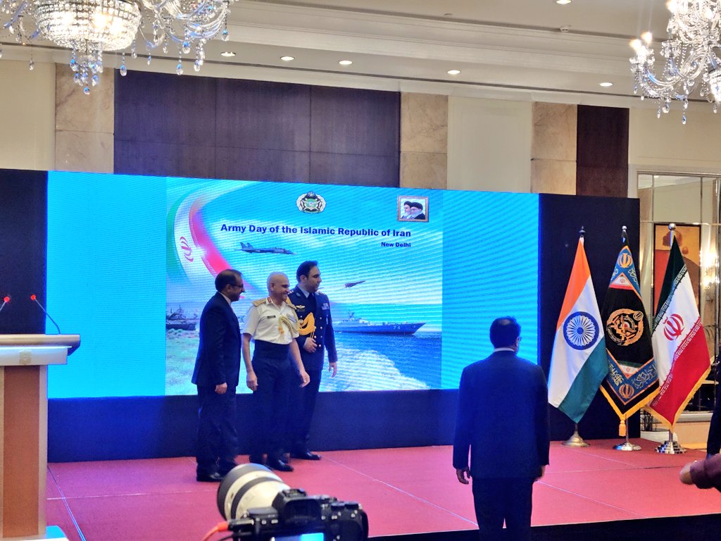 Iran's Army Day celebrated in Delhi in the presence of Delhi's diplomatic community & military diplomats. Iran Ambassador Iraj Elahi was joined by DG of military intelligence Lt Gen RS Raman.