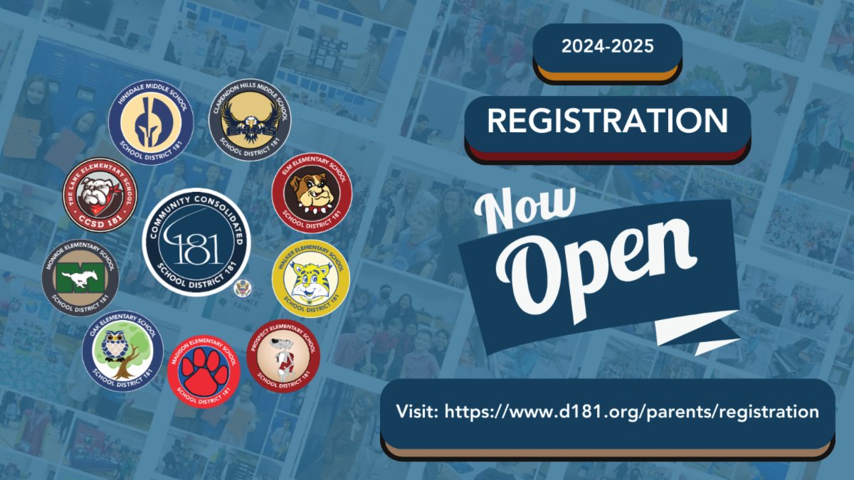 All students currently in D181 Preschool/ECE or entering Kindergarten through 8th Grade for the 2024-25 school year must complete the District registration and fee payment process. Visit our registration link for more information: d181.org/parents/regist…