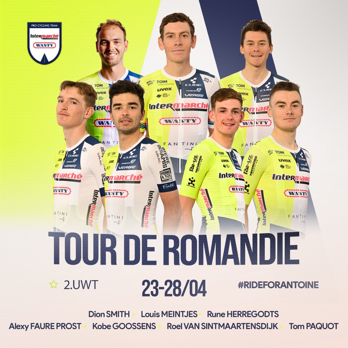 Kobe Goossens is back racing for the first time in 8 months for Tour de Romandie 🤗 #TDR2024 🇫🇷 Alexy Faure Prost 🇧🇪 Kobe Goossens 🇧🇪 Rune Herregodts 🇿🇦 Louis Meintjes 🇧🇪 Tom Paquot 🇳🇿 Dion Smith 🇳🇱 Roel van Sintmaartensdijk