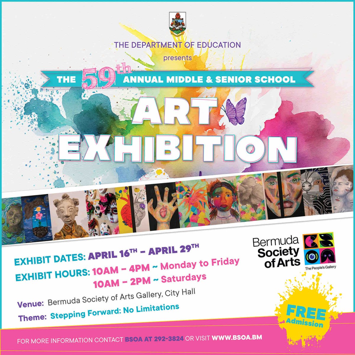 A reminder to come and see the fantastic creative artwork by our talented middle and high school students on display at the Bermuda Society of Arts Gallery until, 29 April, 2024.