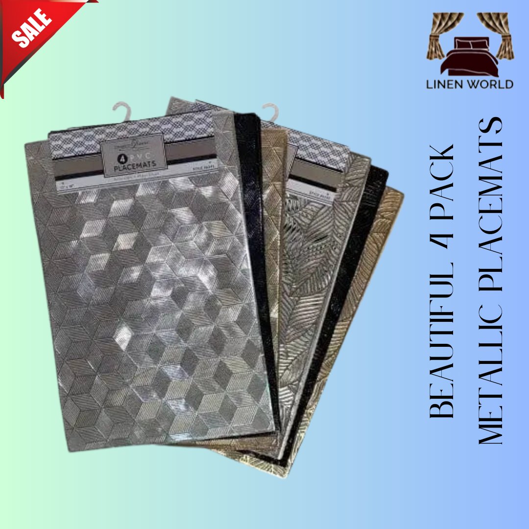 BEAUTIFUL 4 PACK METALLIC PLACEMATS

✨ Elevate your dining experience with our stunning Metallic Placemats! ✨ Transform your table setting into a work of art with our set of four intricately designed mats. #DiningDecor #TableSetting #HomeElegance ✨🍽️