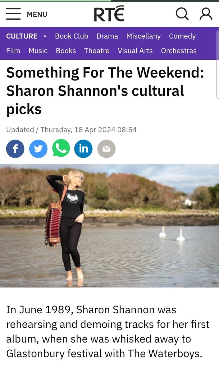 RTE Culture caught up with Sharon Shannon ahead of her Pavilion Theatre appearance this Saturday. Read the full article over on RTE's website for Sharon's top cultural picks, from music to tech, art, podcasts and more. @MPIArtists tinyurl.com/RTESharonShann…
