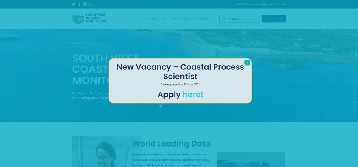 OfficialSWCM's tweet image. 🚨📣We&apos;re hiring!📣🚨
2x Coastal Process Scientists needed to join our growing team specialising in Coastal Assets. Ready to make a change? Apply today! Applications close 12 May 2024.
 jobs.teignbridge.gov.uk/itlivetdc_webr…

@PlymUni @Teignbridge 
#coastalscience #ScienceJobs #jobsearching
