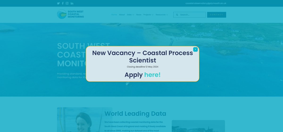 🚨📣We're hiring!📣🚨
2x Coastal Process Scientists needed to join our growing team specialising in Coastal Assets. Ready to make a change? Apply today! Applications close 12 May 2024.
 jobs.teignbridge.gov.uk/itlivetdc_webr…

@PlymUni @Teignbridge 
#coastalscience #ScienceJobs #jobsearching