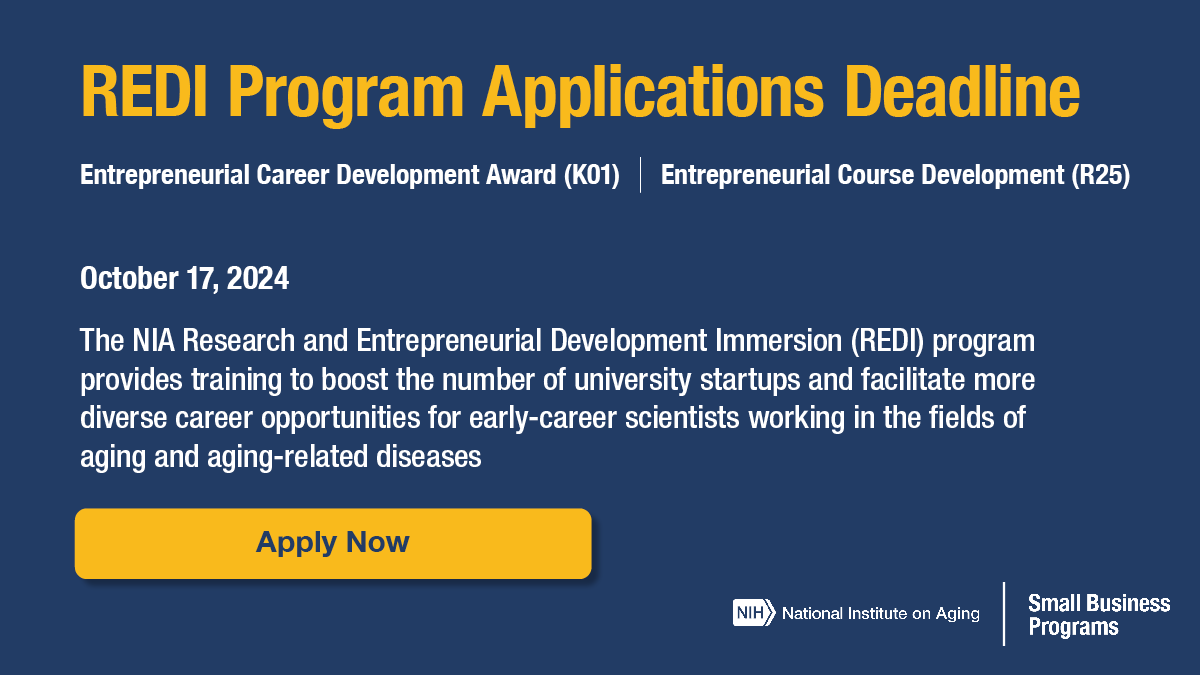 Reminder about the #REDI program: The next deadline is October 17. REDI-supported trainees gain specific skills for success in science communications, policy, education, health care, & more! Start your app: go.nih.gov/uAOHdO7