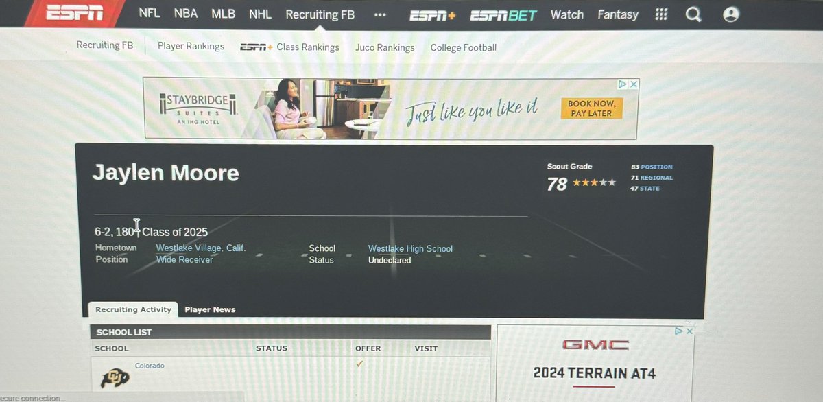 Thank you @espn for ranking me as one of the top receivers across the nation! 🇺🇸 #AGTG