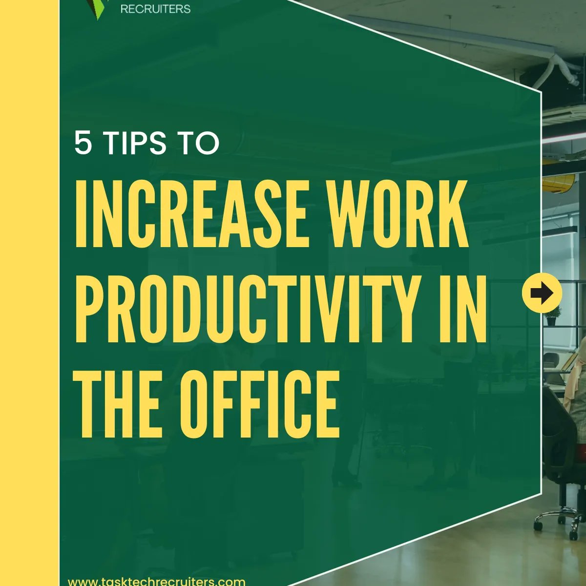 5 tips to increase work productivity in the office .

 #ProductivityTips #OfficeEfficiency #WorkplaceSuccess #TeamProductivity #TimeManagement #TaskPrioritization #FeedbackCulture #WorkspaceOrganization #ProfessionalGrowth #TeamCollaboration