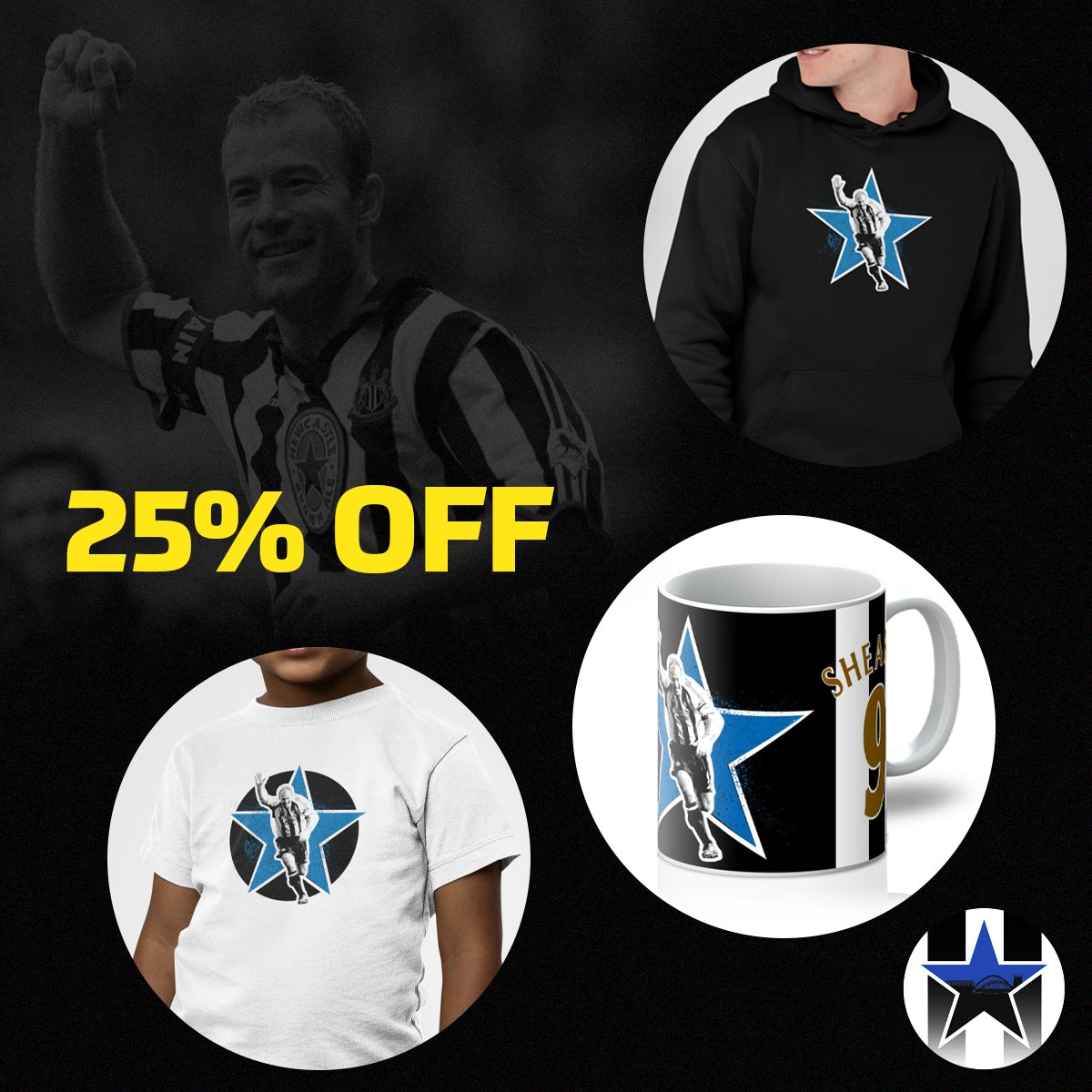 To mark the anniversary of @alanshearer's retirement from football, we have an exclusive deal only available until midnight 👀 25% OFF ALL ALAN SHEAERER MERCH ⚫⚪ Don't miss out! Shop here 👉 toonarmy.com/sale #NUFC