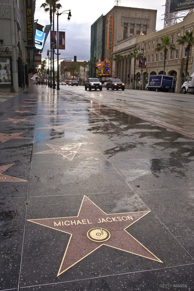 Michael’s Hollywood Walk of Fame star on Hollywood Boulevard on a rainy April day in Los Angeles, California. He was awarded the star in November 1984. Have you ever visited it?