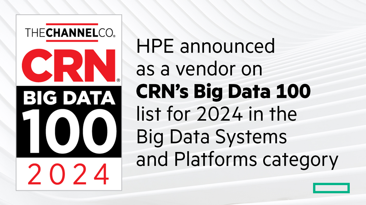 We’re proud to share that HPE has been recognized as a vendor on the #CRN #BigData 100 list for 2024 in the Big Data Systems and Platforms category. And we’re excited for our HPE partners as they expand data-driven solutions to market. hpe.to/6016bj8qj