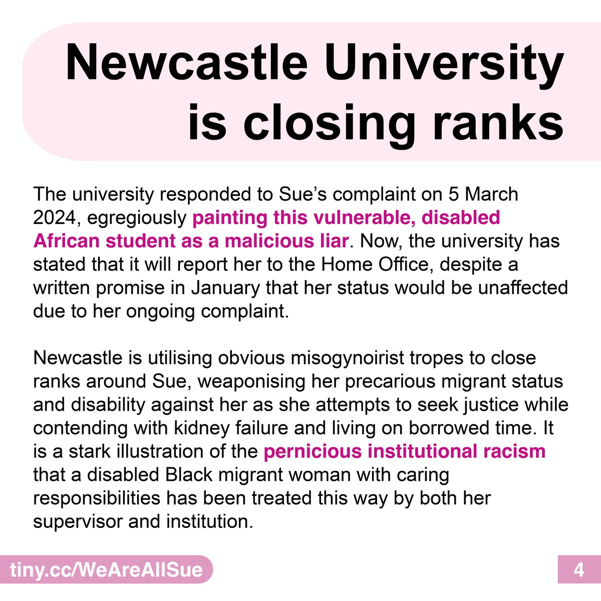 #WeAreAllSue was recruited to her PhD programme under false pretences, which her supervisor escalated into an environment of terror and retaliation, and a dereliction of care from Newcastle University, including towards her terminal Stage 5 kidney disease. Read her story here 🔽