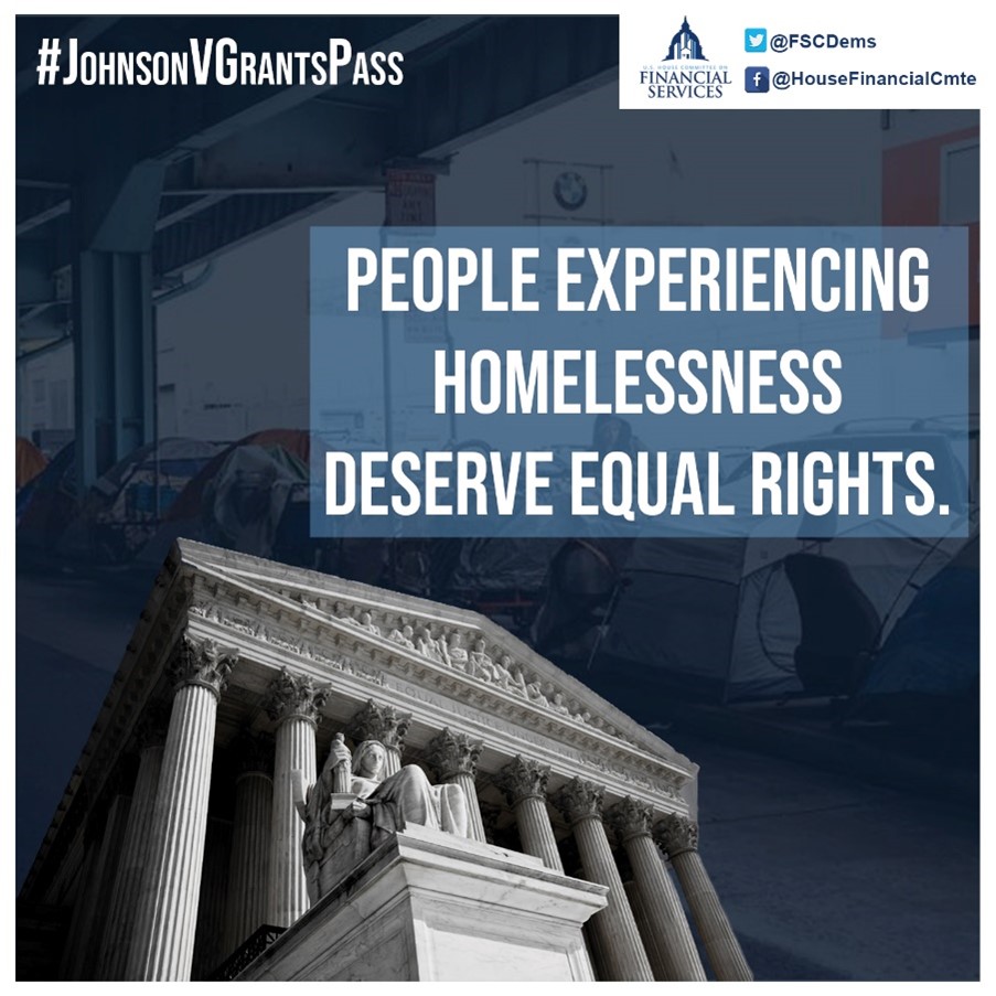 As #SCOTUS hears #JohnsonVGrantsPass, it is critical to emphasize that HOMELESSNESS IS NOT A CRIME! I am fighting alongside my @HouseDemocrats colleagues for humane policies and investments to secure affordable and #FairHousing for all.