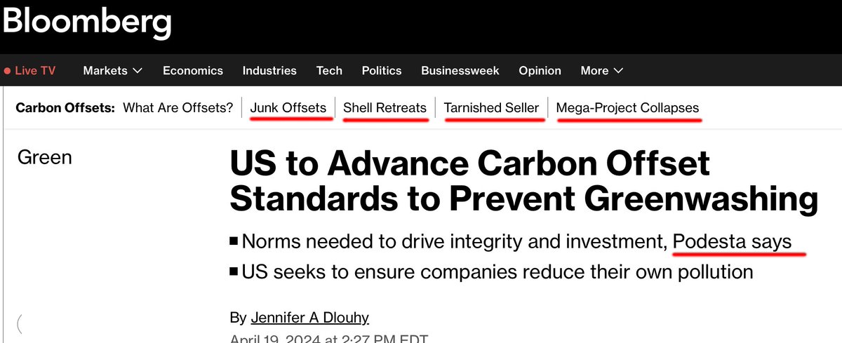 Even the Biden regime realizes that carbon offsets are fraud. Not sure how the sketchy @JohnPodesta is going to fix that. bloomberg.com/news/articles/…