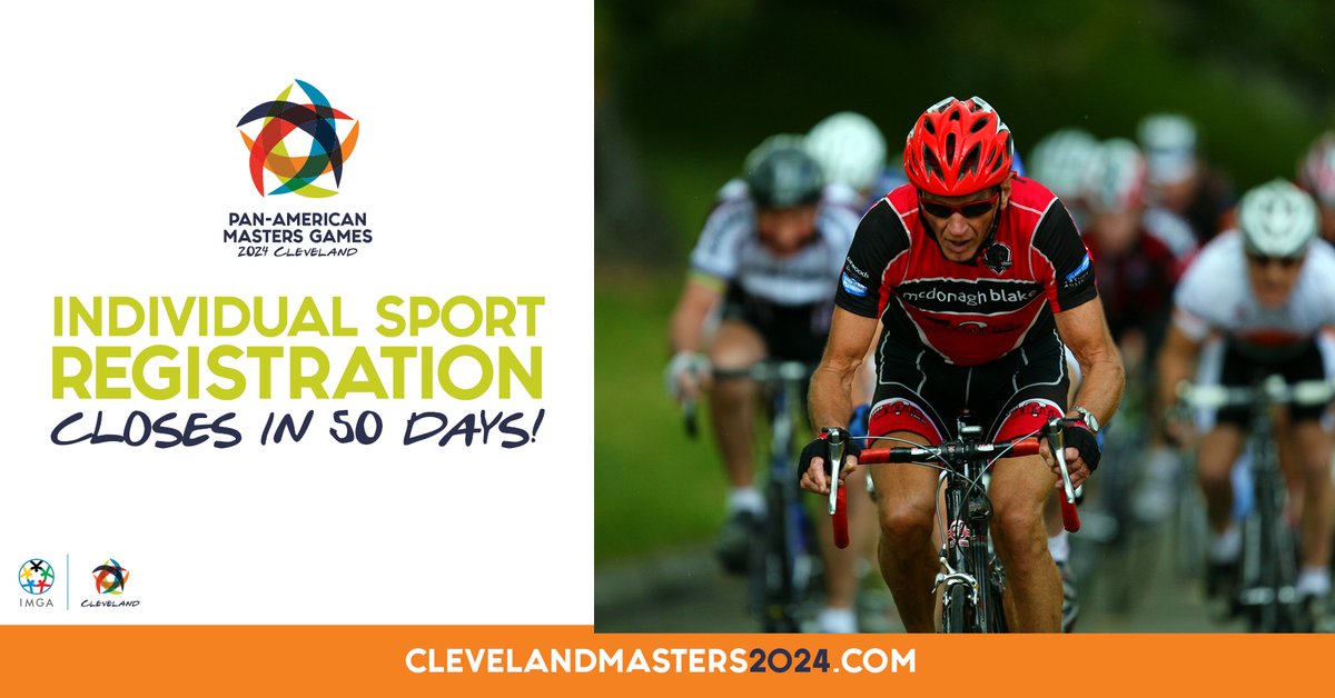 50 days until registration for individual sports closes! What are you waiting for? Cleveland is ready for you! 🌎🏅 Register today: clevelandmasters2024.com #CLEMasters2024 #MastersTogether