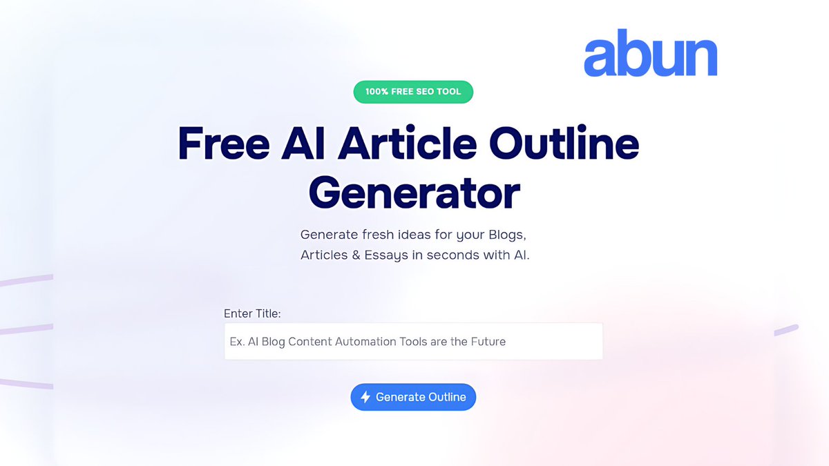 Generate well-structured Outlines for all your topics with Abun.📝
Try it here -- abun.com/ai-article-out…
.
.
.
#AI #articles #SEO #aicontent #aiwriter