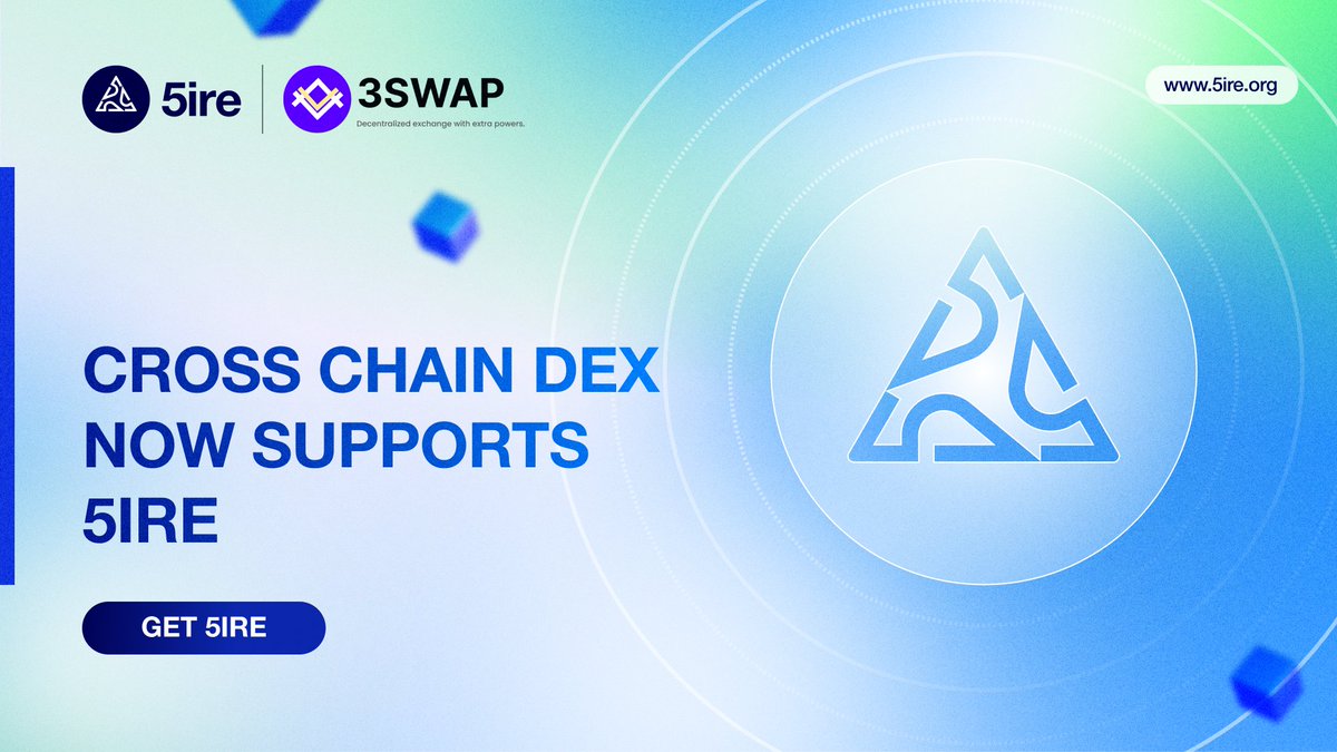Cross Chain #DEX "3SWAP" now supports #5ire. 

Go and get your hands on it here: 3swapdex.vefdefi.org/exchange

Check out this medium blog for more info👇
medium.com/@VefDefi/-9fa5…

#5ireToken #VefDefi #Blockchain