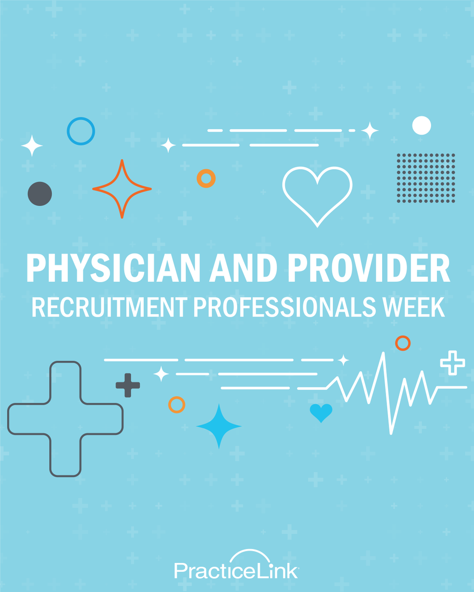PracticeLink's tweet photo. It's Physician and Provider Recruitment Professionals Week!
PracticeLink wants to offer a sincere THANK YOU to all the Physician Recruiters! Your tireless work leads to healthier patients, healthier communities, and healthier futures for all!
#PracticeLink #RecruitHireHeal https://t.co/G7f2NpgtYh