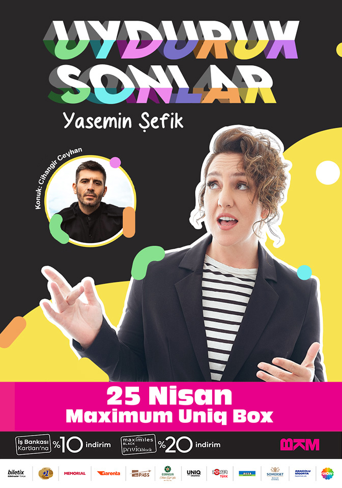 Cihangir Ceyhan fanlarına müjdee! 🤩 Yasemin Şefik - Uyduruk Sonlar, yeni konuğu Cihangir Ceyhan ile 25 Nisan’da Maximum Uniq Box’ta eğleceye devam ediyor! 🥳 #UydurukSonlar #MaximumUniq #ÇünküÇokGüzel @yaseminsefik @ceyhangir Biletler: Biletix👉bit.ly/3w9XSPe…