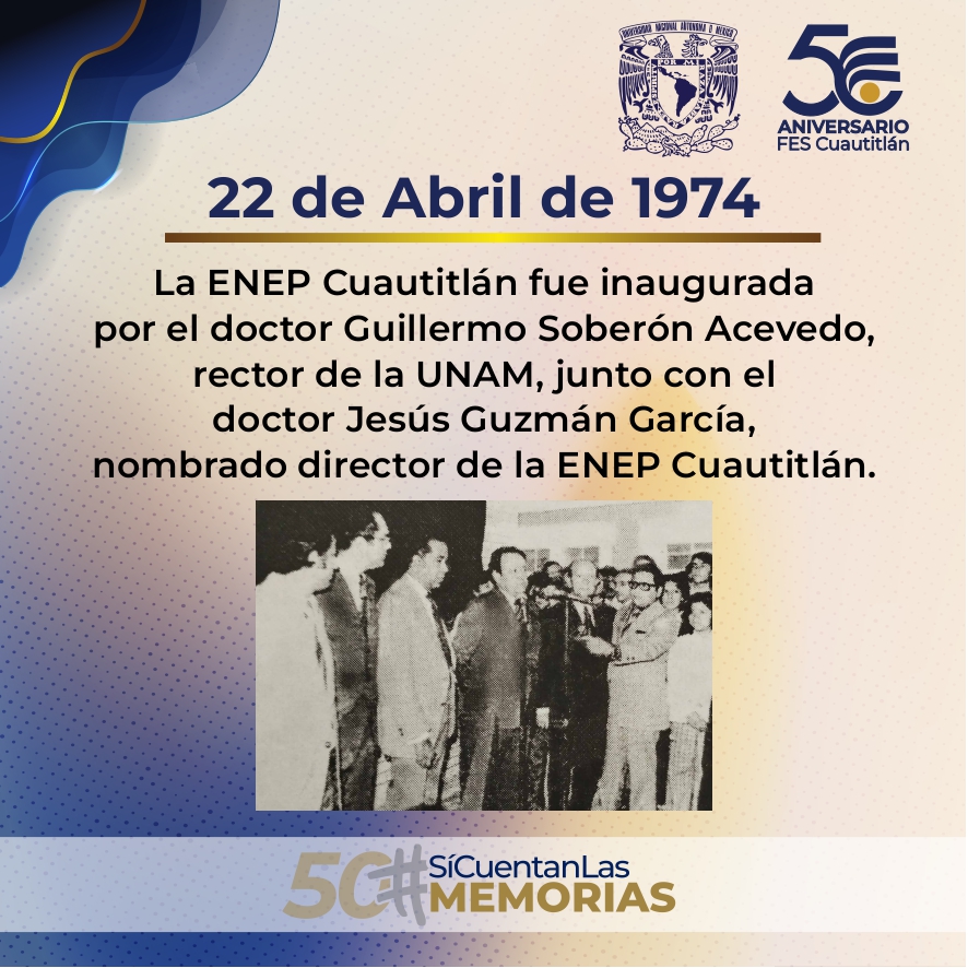FESC_UNAM's tweet photo. #SíCuentanLasMemorias recordamos que el 22 de abril de 1974 fue la inauguración de la ENEP Cuautitlán por el rector de la UNAM el Dr. Guillermo Soberón Acevedo, junto con el Dr. Jesús Guzmán García nombrado primer director de la #ENEP Cuautitlán #SíCuentaLaFESC #Goya https://t.co/CVqMjyIOtF