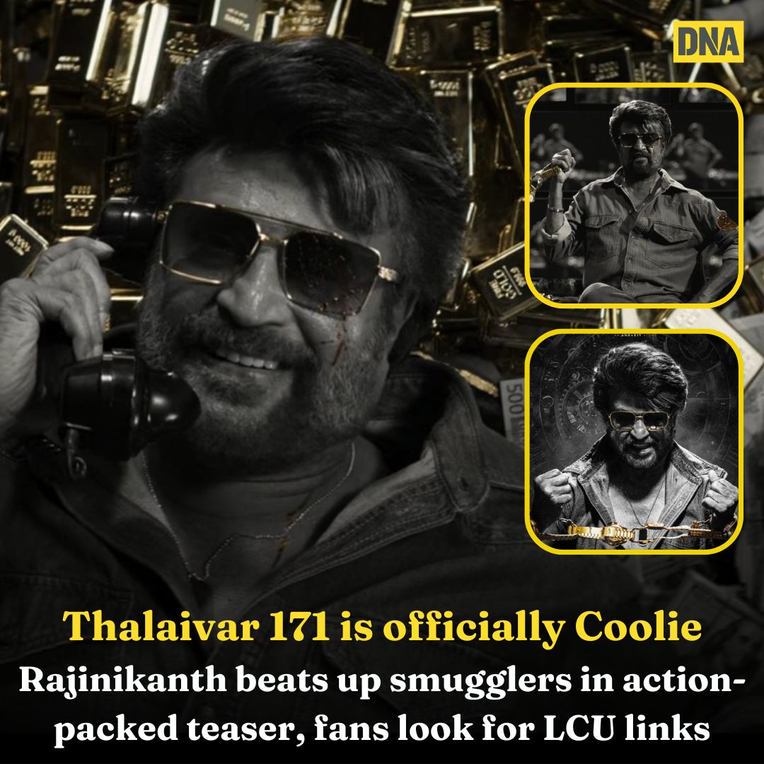 Rajinikanth's upcoming film #Thalaivar171 finally has an official title. The Lokesh Kanagaraj-directed action thriller is now called Coolie. Read Here: dnaindia.com/entertainment/… #DNAUpdates | #Rajinikanth | #Thalaivar171Title | #LokeshKanagaraj | #CoolieTitleTeaser
