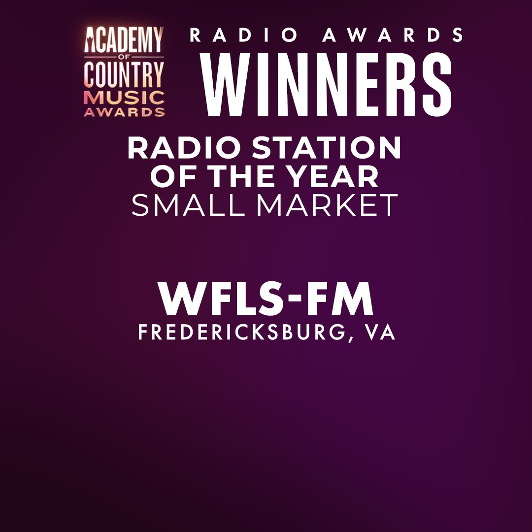 The ACM Radio Award for Radio Station of the Year - Small Market goes to... 📻 @933wfls Congratulations! #ACMawards
