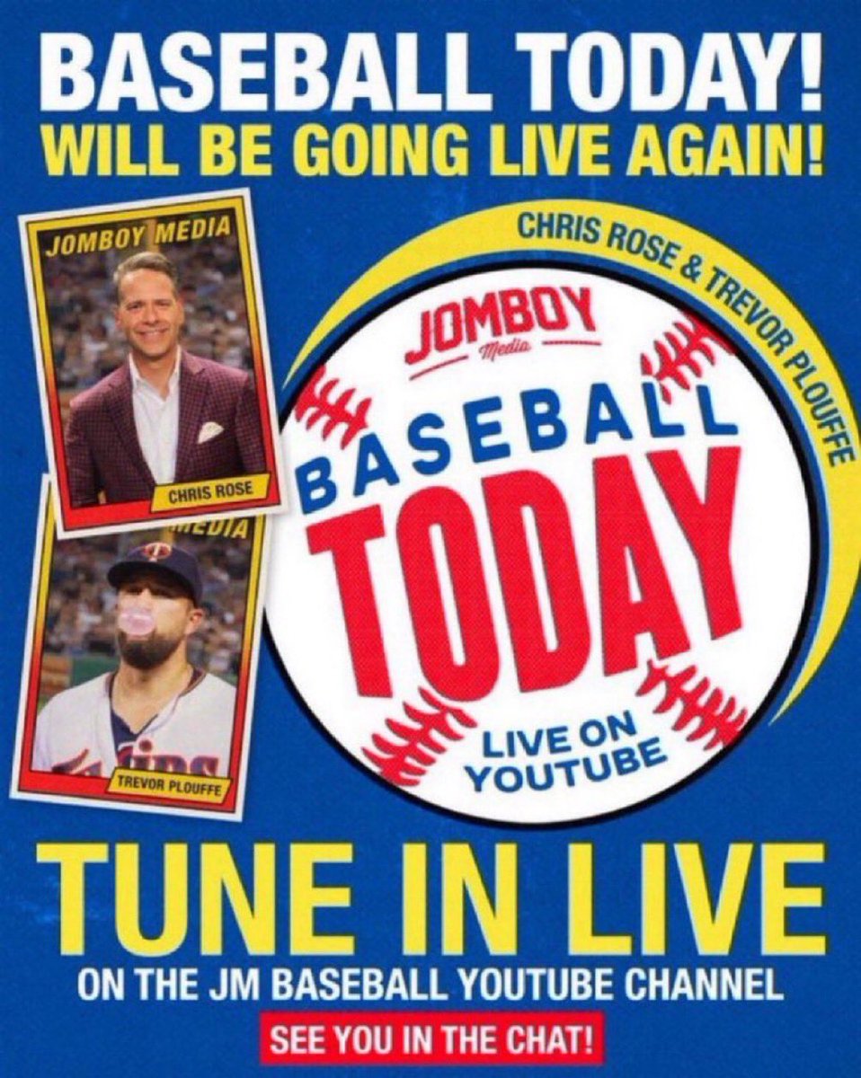 Baseball Today will be going LIVE on YouTube today at 12:15 ET 🚨🚨🚨